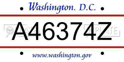 A46374Z District Of Columbia License Plate