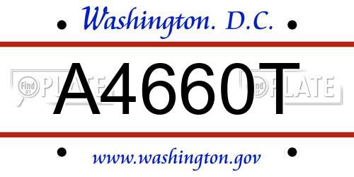 A4660T District Of Columbia License Plate
