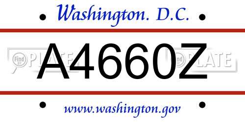 A4660Z District Of Columbia License Plate