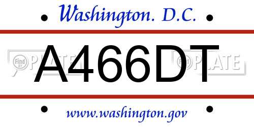 A466DT District Of Columbia License Plate