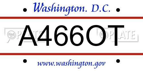 A466OT District Of Columbia License Plate