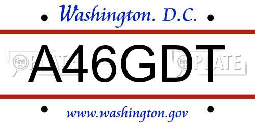 A46GDT District Of Columbia License Plate