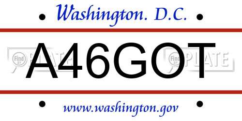 A46GOT District Of Columbia License Plate