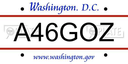 A46GOZ District Of Columbia License Plate