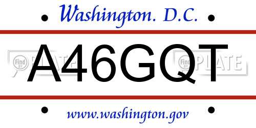 A46GQT District Of Columbia License Plate