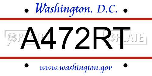 A472RT District Of Columbia License Plate