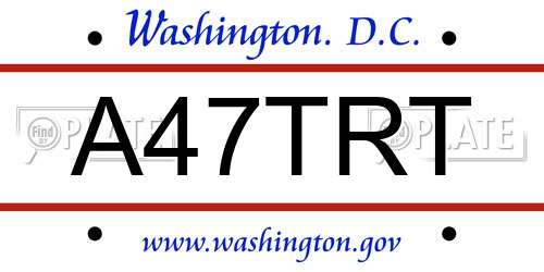 A47TRT District Of Columbia License Plate