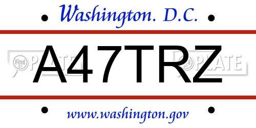 A47TRZ District Of Columbia License Plate