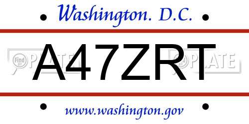 A47ZRT District Of Columbia License Plate
