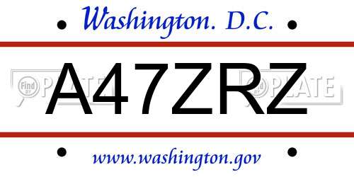 A47ZRZ District Of Columbia License Plate