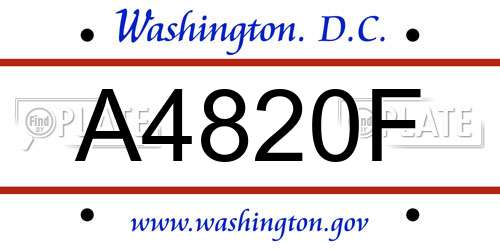A4820F District Of Columbia License Plate