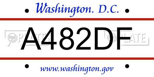 A482DF District Of Columbia License Plate
