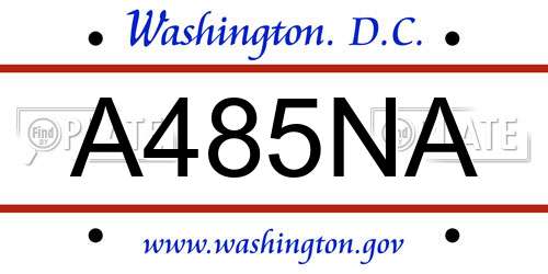 A485NA District Of Columbia License Plate