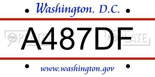 A487DF District Of Columbia License Plate