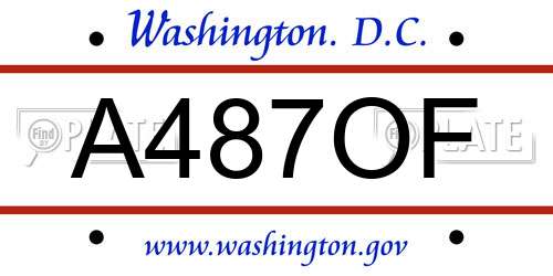 A487OF District Of Columbia License Plate
