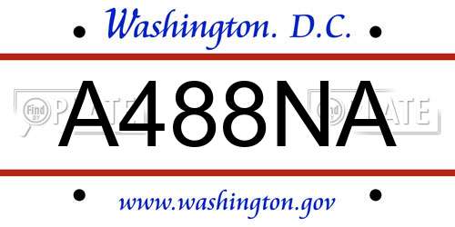 A488NA District Of Columbia License Plate
