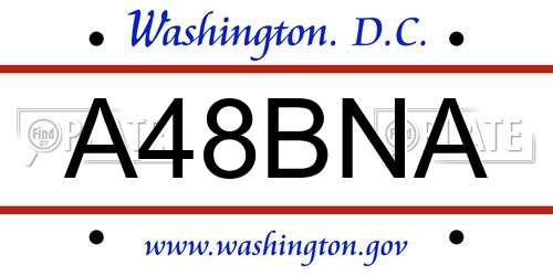 A48BNA District Of Columbia License Plate