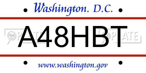 A48HBT District Of Columbia License Plate