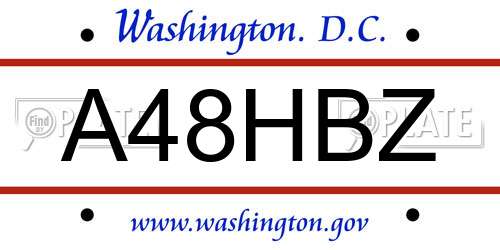 A48HBZ District Of Columbia License Plate