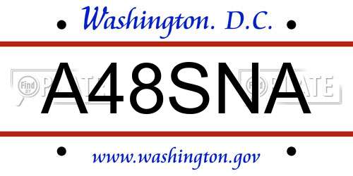 A48SNA District Of Columbia License Plate