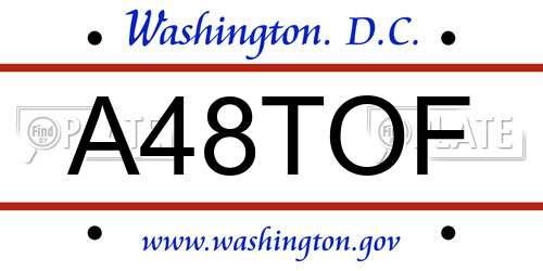 A48TOF District Of Columbia License Plate