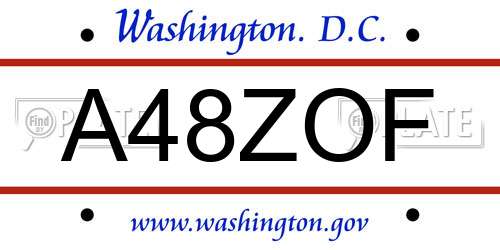 A48ZOF District Of Columbia License Plate