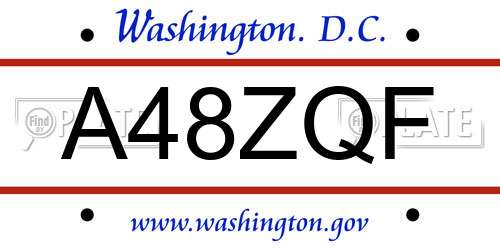 A48ZQF District Of Columbia License Plate