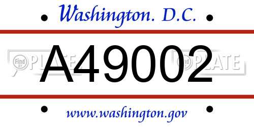 A49002 District Of Columbia License Plate