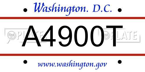 A4900T District Of Columbia License Plate