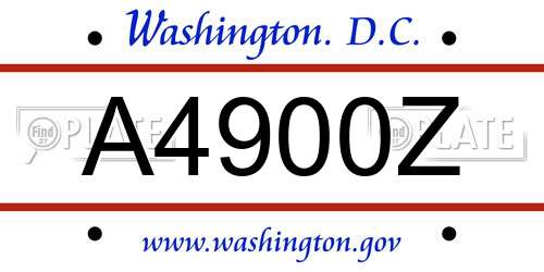 A4900Z District Of Columbia License Plate