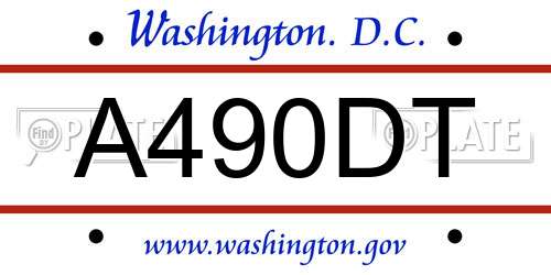 A490DT District Of Columbia License Plate