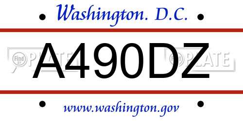 A490DZ District Of Columbia License Plate
