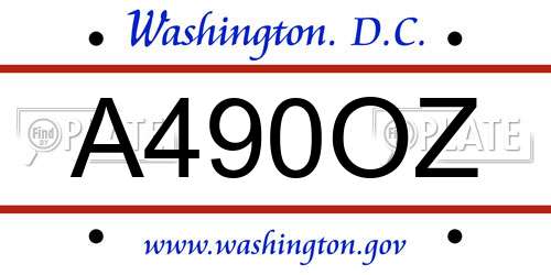 A490OZ District Of Columbia License Plate