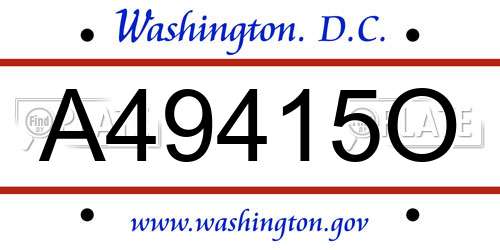 A49415O District Of Columbia License Plate