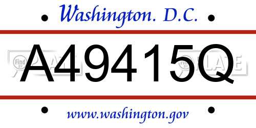 A49415Q District Of Columbia License Plate