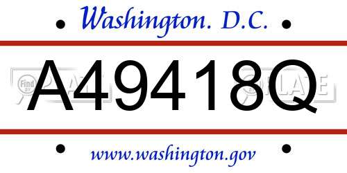A49418Q District Of Columbia License Plate