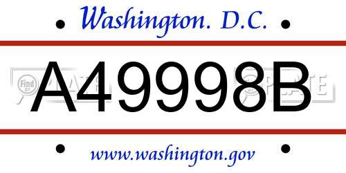 A49998B District Of Columbia License Plate