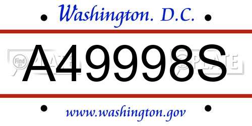 A49998S District Of Columbia License Plate