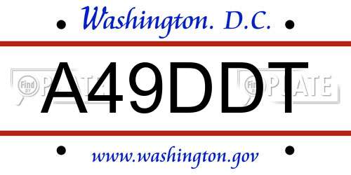 A49DDT District Of Columbia License Plate