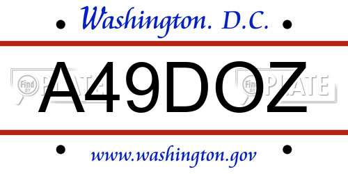 A49DOZ District Of Columbia License Plate