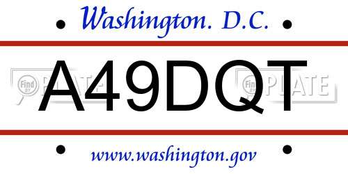 A49DQT District Of Columbia License Plate