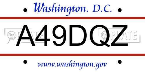 A49DQZ District Of Columbia License Plate