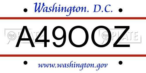 A49OOZ District Of Columbia License Plate