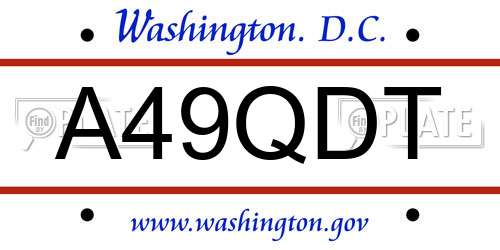 A49QDT District Of Columbia License Plate