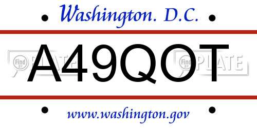 A49QOT District Of Columbia License Plate