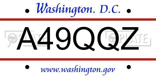 A49QQZ District Of Columbia License Plate