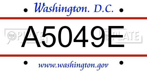 A5049E District Of Columbia License Plate