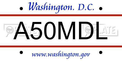 A50MDL District Of Columbia License Plate