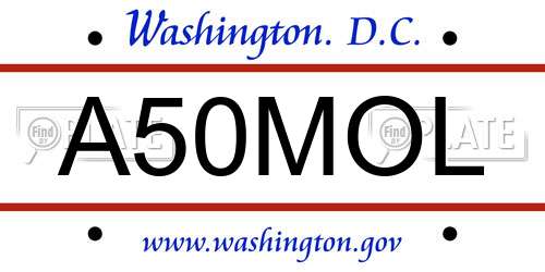 A50MOL District Of Columbia License Plate