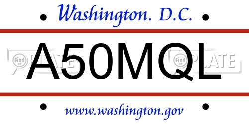 A50MQL District Of Columbia License Plate